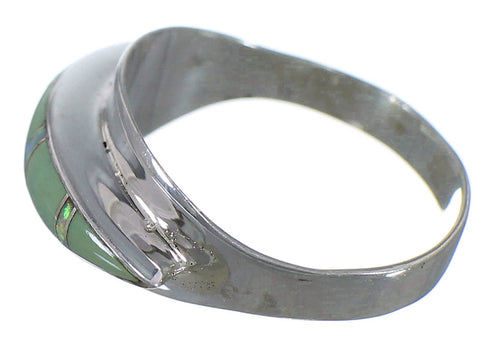 Turquoise And Opal Inlay Silver Ring Size 6-1/2 EX44547